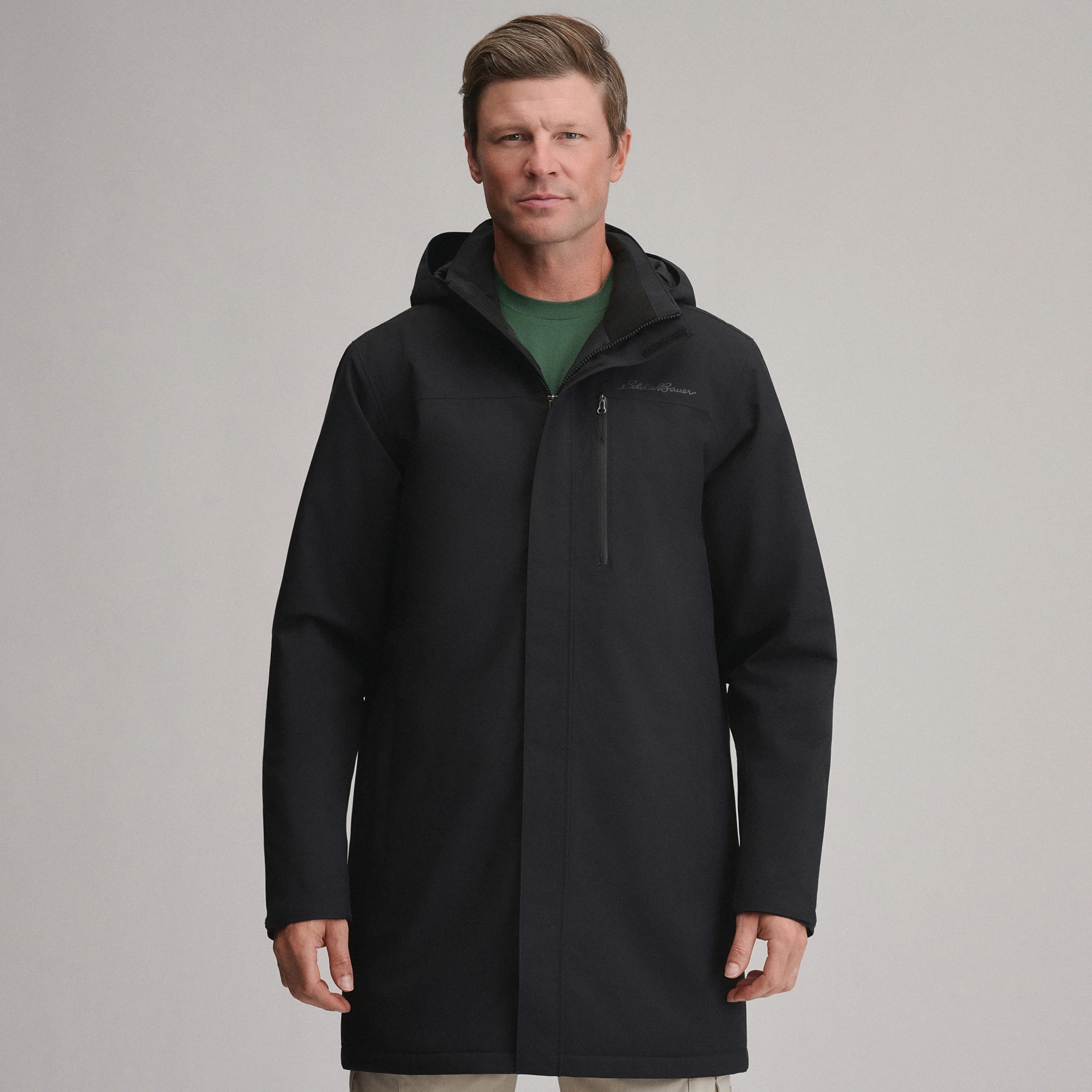 Men's Mainstay Insulated Waterproof Hooded Trench Coat