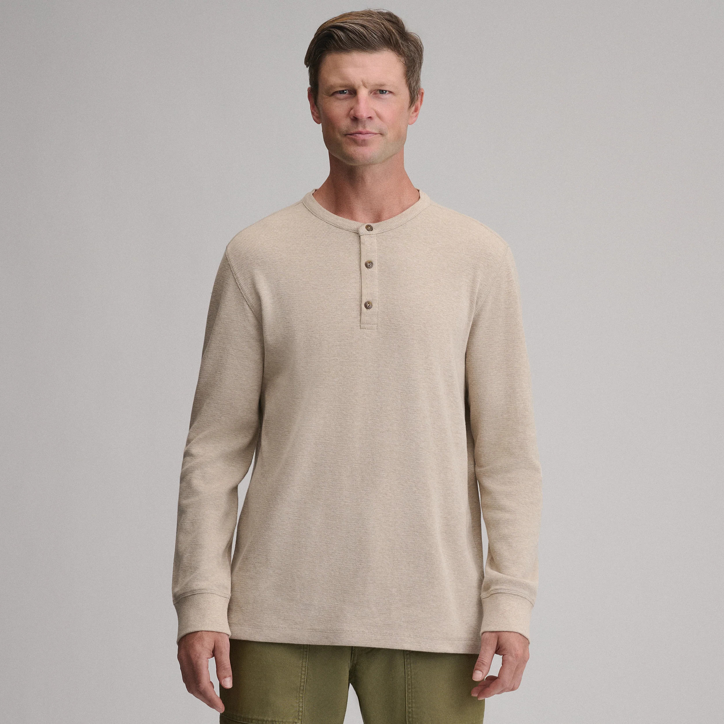 Men's Birds Eye Long-Sleeve Thermal Henley