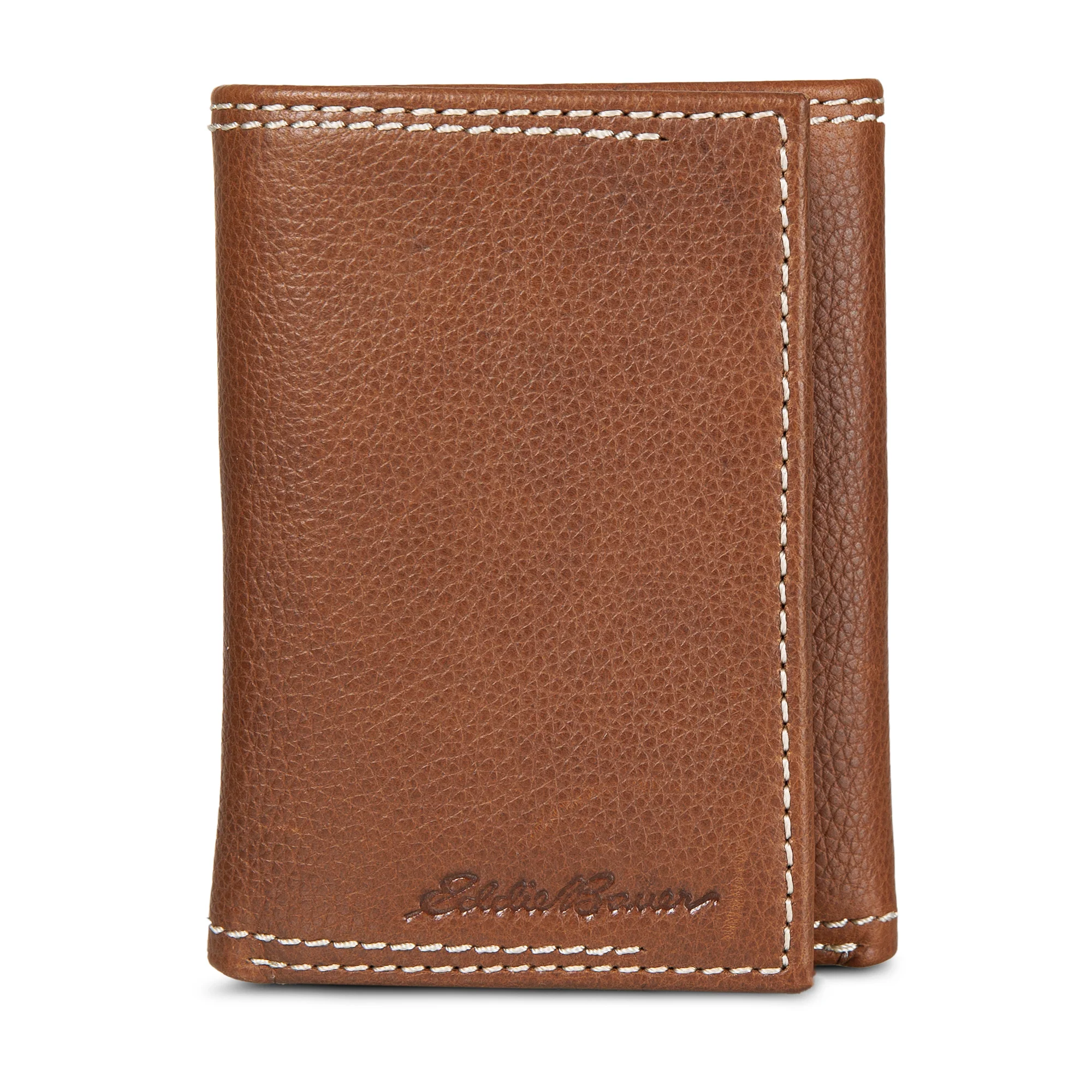 EB Signature Top Stitch Leather Trifold Wallet