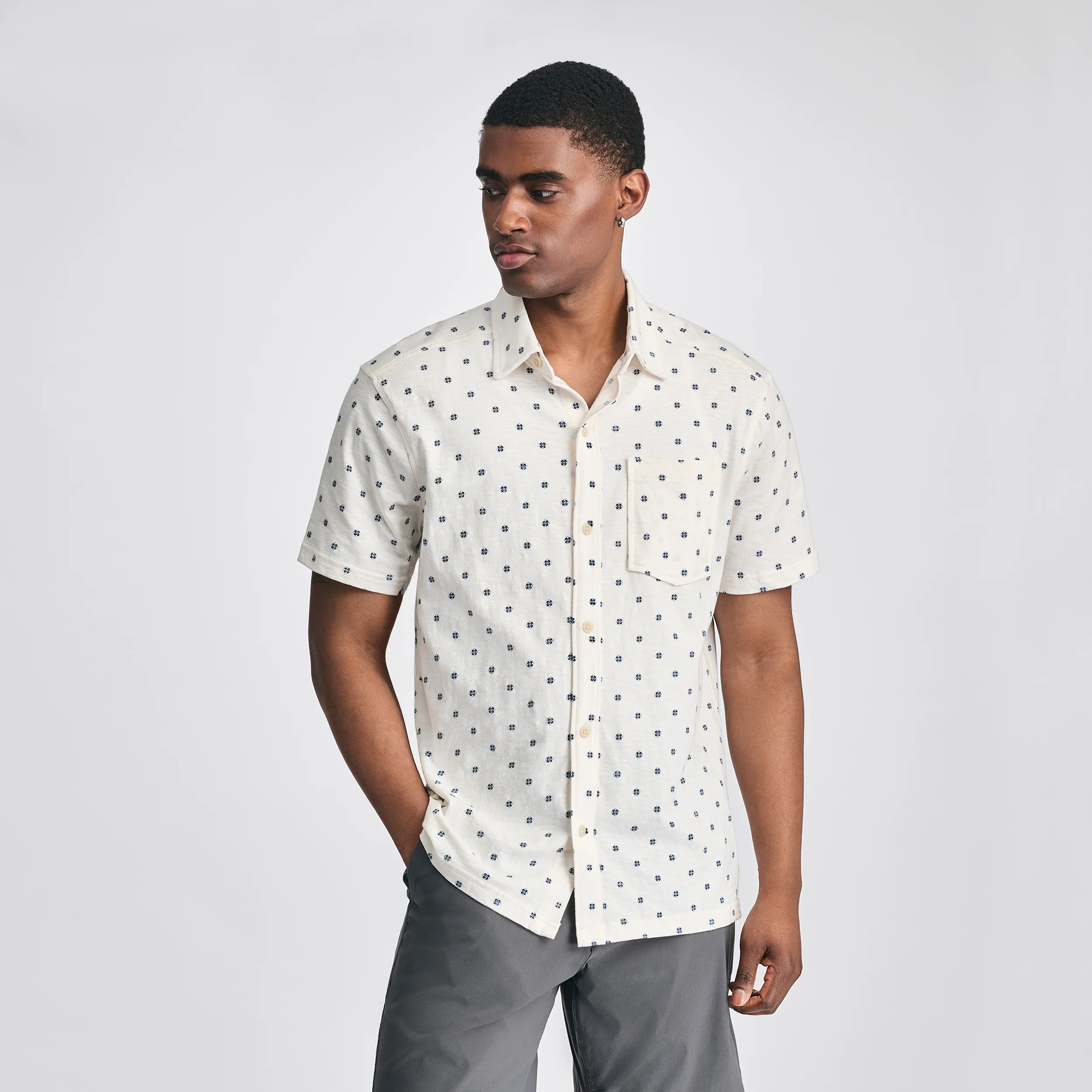 Men's Knit Baja Pocket Button-Up Shirt