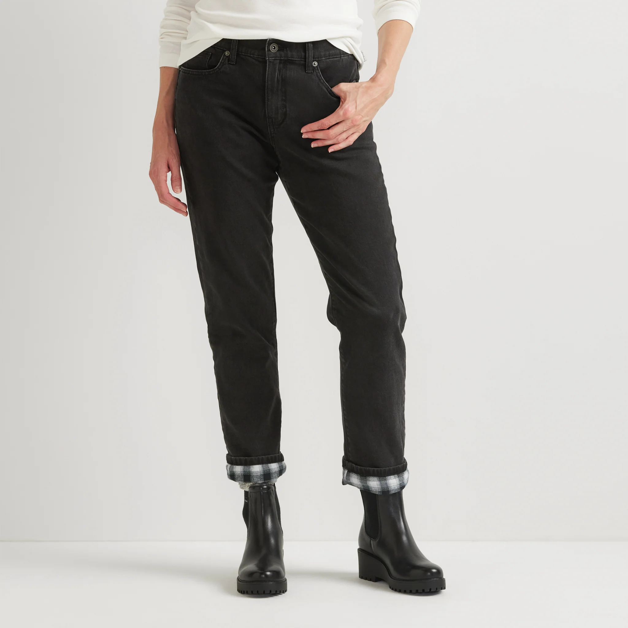 Women's Boyfriend Flannel-Lined Jeans